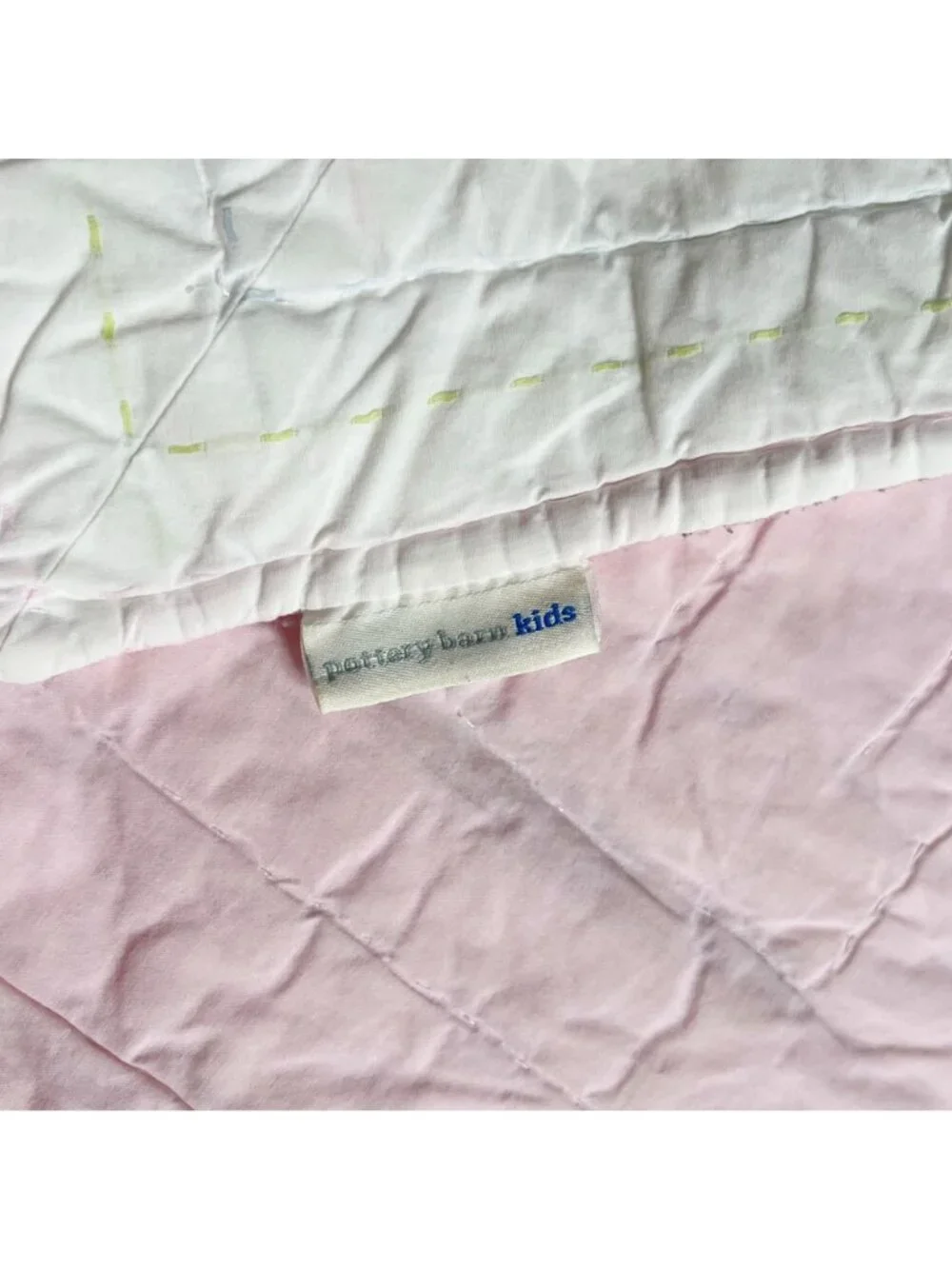 Pottery Barn Kids Twin XL Quilt Plaid Patchwork Pink Green Reversible Bedding